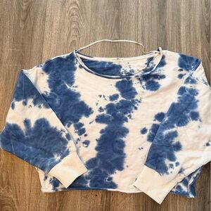 NATURAL LIFE Blue & White Tie-Dye Cropped Sweatshirt